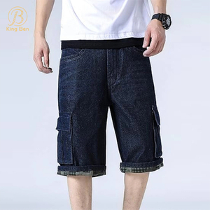 Jeans personnalisés taille moyenne de haute qualité, Baggy respirant, Short en Denim foncé de grande taille avec poche pour hommes