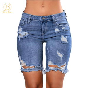 Bienvenue OEM ODM Summer Women's Hot Shorts Low Taille Femme Denim Shorts Déchiré Skinny Jeans Pour Femme
