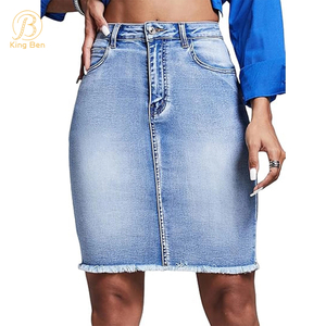 ODM OEM été jupe en jean en gros jupe crayon mi-longue femmes mode jupes en jean décontracté pour les femmes