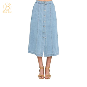 Bienvenue OEM ODM haute qualité Vintage Simple mode lâche taille haute Denim Jeans jupe pour les femmes fabrique