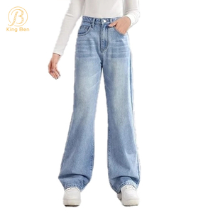 Bienvenue OEM ODM nouvelles filles à la mode Jeans veste pour homme pantalons amples jambe large coton doux enfants enfant en bas âge Denim Jeans