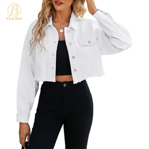 Bienvenue OEM ODM Femmes Denim Jean Jacket Femmes Casual Outwear Automne Veste Denim Button Up Manteau Oversize Denim Jacket Pour Dames