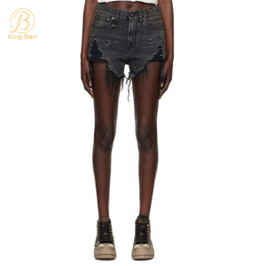 OEM ODM vente en gros de shorts en denim décontractés en coton pour femmes, taille moyenne, vente en gros, prix bas, fabrication OEM