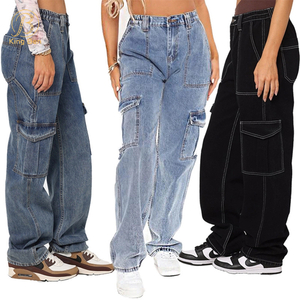 OEM ODM nouveau pantalon cargo en Denim multi-poches dames Jean pantalon Baggy jambe large Jeans femme pantalon cargo Jeans usine