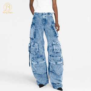 OEM ODM gros pantalons cargo empilés femmes haute qualité multi-poches tactiques jeans pantalons cargo dames pantalons baggy pour femmes