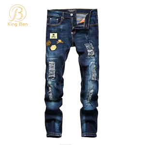 OEM ODM Gros Designers Bleu Jeans Hommes Déchiré Skinny Stretch Denim Pantalon Slim Mens Jeans Nouveau Style Style Streetwear