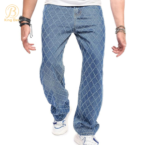 Bienvenue OEM ODM Straight Baggy Jeans Hommes Streetwear Hip-hop Wide Leg Jeans pour hommes de haute qualité Faded Vintage jeans Denim en détresse