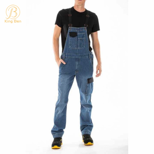 Combinaisons personnalisées taille haute, pantalons longs, salopette en Denim pour hommes, usine de jeans